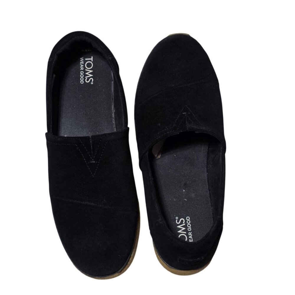 TOMS Women's Black Suede Slip-On Shoes With Gum Sole (SKU#3096) - Picture 4 of 12
